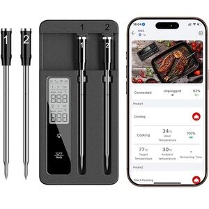 Smart Wireless Meat Thermometer with Dual Probes, Bluetooth & WiFi Combo